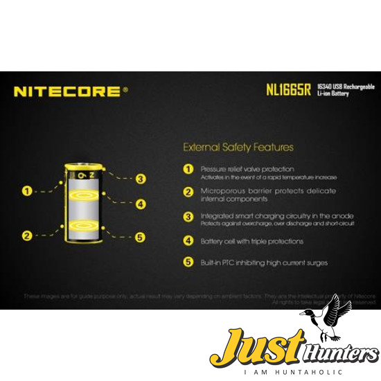 NITECORE NL1665R 650MAH USB RECHARGEABLE CR123A 16340 BATTERY