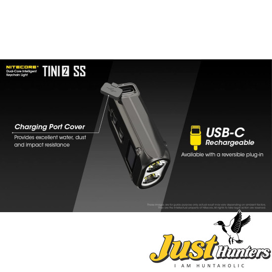 Nitecore TINI2 SS Keychain Flashlight, 500 Lumen USB-C Rechargeable