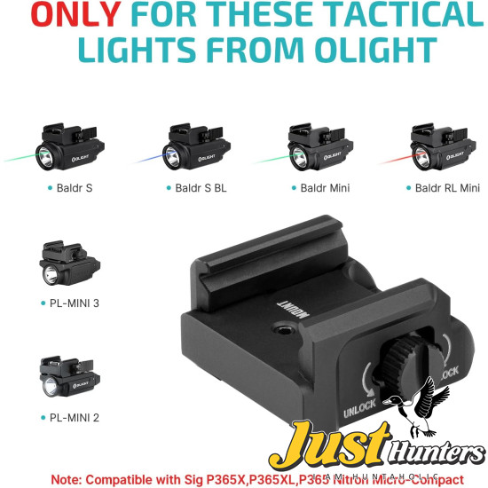 OLIGHT Rail Mount for Tactical Light on Glock 43X MOS, Compatible with Different Set-ups, Fits with Baldr S, Baldr S BL, Baldr RL Mini, Baldr Mini, PL-Mini 3 and PL-Mini 2