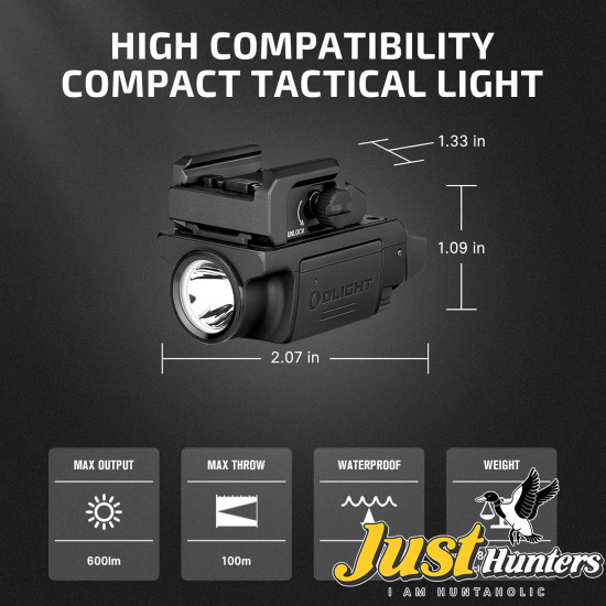 OLIGHT PL-Mini 3 Valkyrie 600 Lumens Compact Tactical Picatinny/GL/Hellcat Rail-Mounted Weaponlight