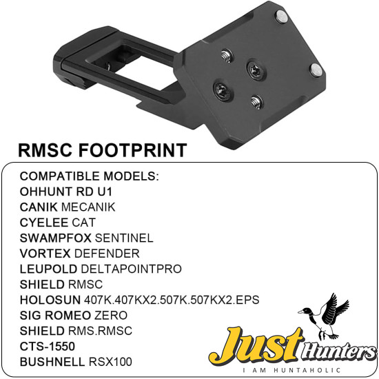Ohhunt® 45° Canted Picatinny Mount Red Dot Adapter Plate for RMR Footprint Optics Holosun 407C/507C/508T & Trijicon RMR/SRO