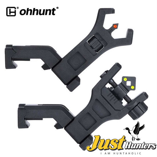 Ohhunt hhunt 45 Degree Offset Flip Up Front and Backup Rear Sight with Green Red Fiber Optic Dot