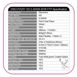 Discovery Optics Scope HD 5-30X56 SFIR SLT FFP IR-MIL Discovery Optics Scope HD 5-30X56 SFIR SLT FFP IR-MIL