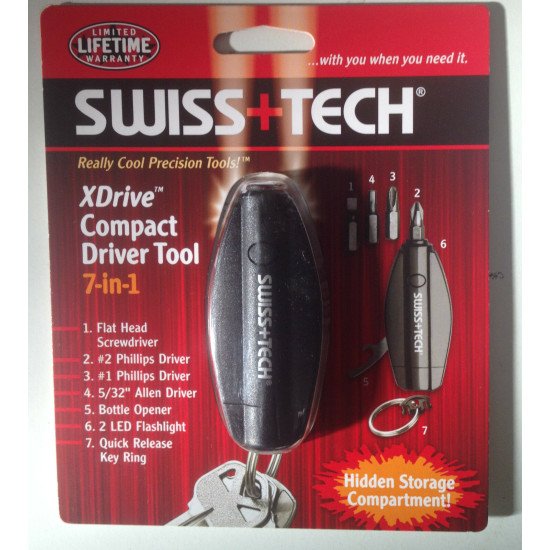 SWISS+TECH XDrive Compact Driver Tool 7-in-1 Keychain Multi Tool