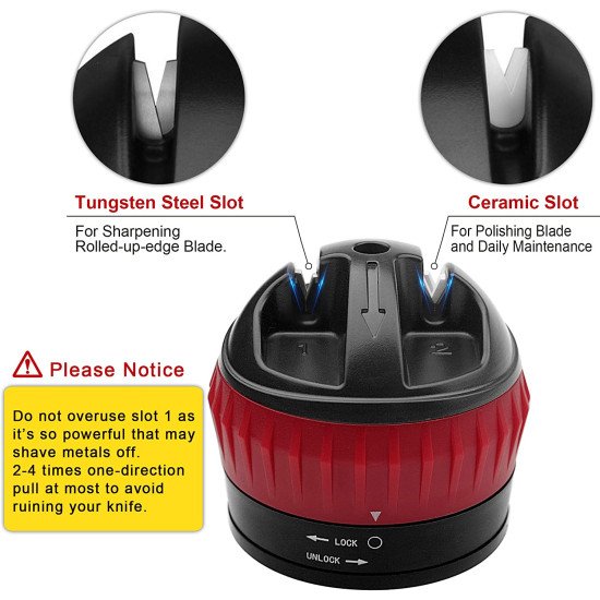 Knife Sharpener with Non-Slip Suction Cup, Hand-Free 2-Stage Professional Kitchen Knife Sharpener