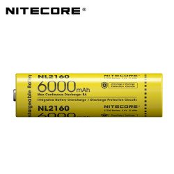 Nitecore NL2160, 6000mAh, High Capacity 3.6V, 21700 Rechargable Battery