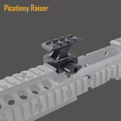 High Profile Compact Picatinny Rail Riser Mount for Red Dot Reflex Sight, 1" High, 3 Slots
