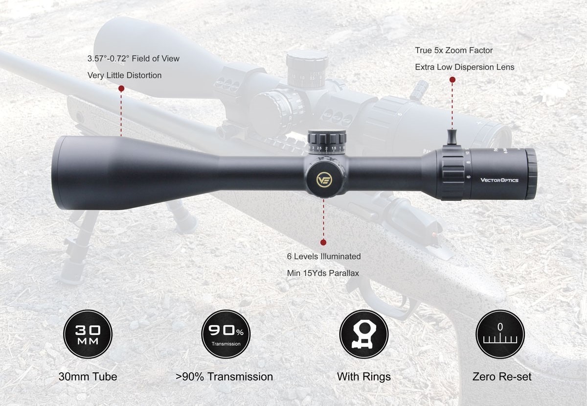 VectorOpticsGen2Paragon6-30x56HuntingRiflescopeTacticalOpticScope110MIL90LightLongRangePreciseShooti-4000596913586